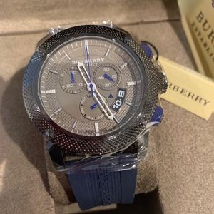 Burberry Men Sport Rubber Blue Chronograph Watch